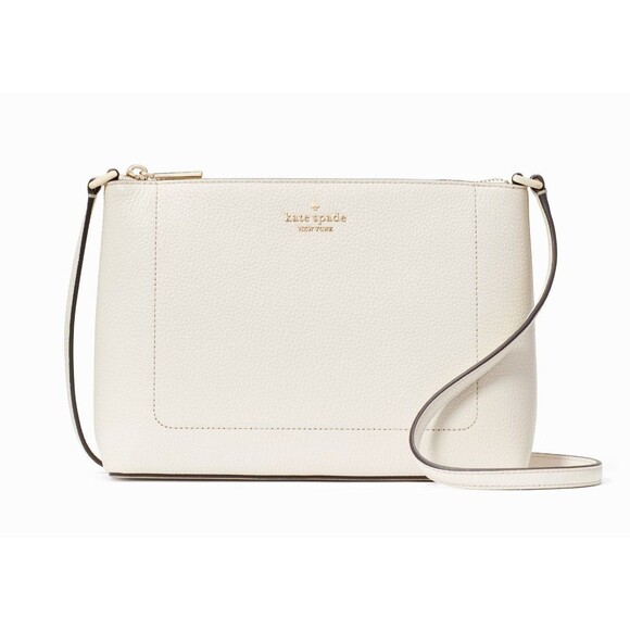 New Kate Spade Leila Crossbody Pebble Leather Parchment - Picture 1 of 5